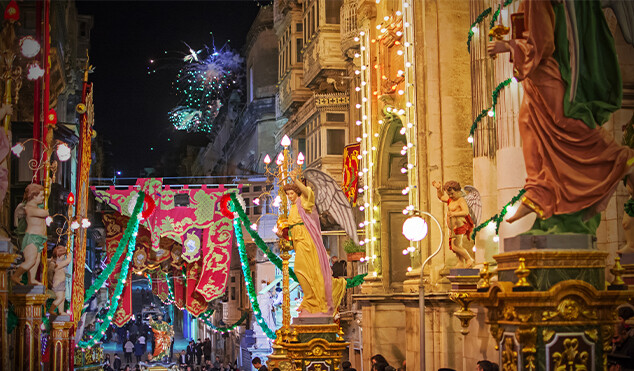 Streets decorated for the feast of St. Paul
