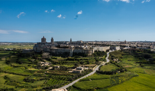 Aerial view of Mdina Malta