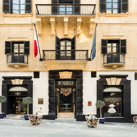 Facade of Rosselli AX Privilege; 5-star Luxury Hotel in Valletta