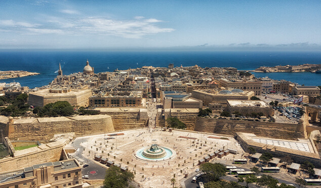 Aerial view of Valletta Malta