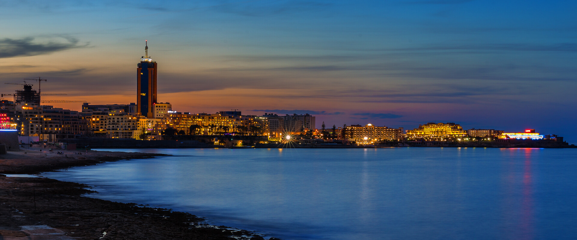 View from the Sliema Seafront at Night