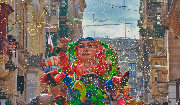 Carnival floats in Valletta