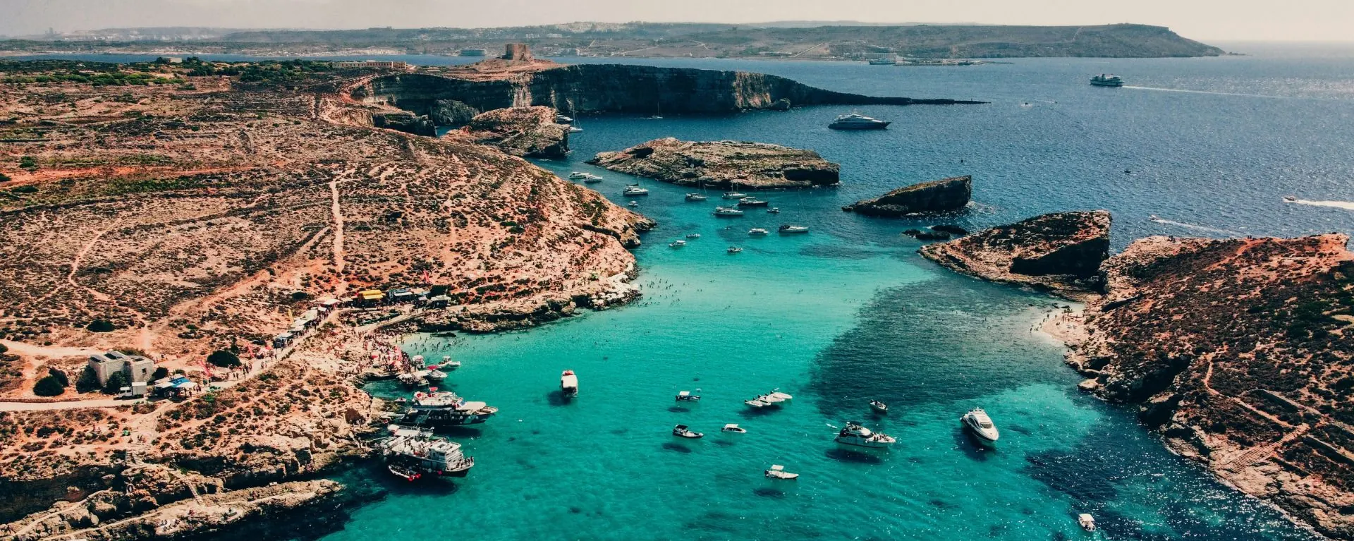 Aerial view of Blue Lagoon Malta