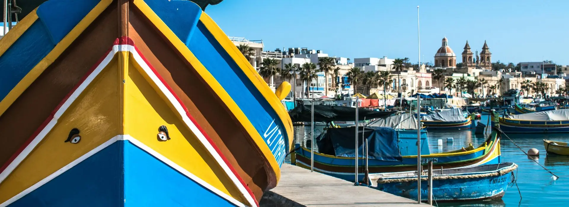 Panoramic view of Marsaxlokk Harbour